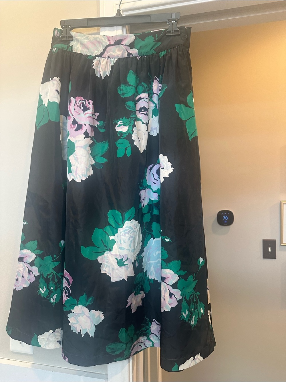 Floral A-Line Midi Skirt in Black and Green lavender blue Vineyard Vines